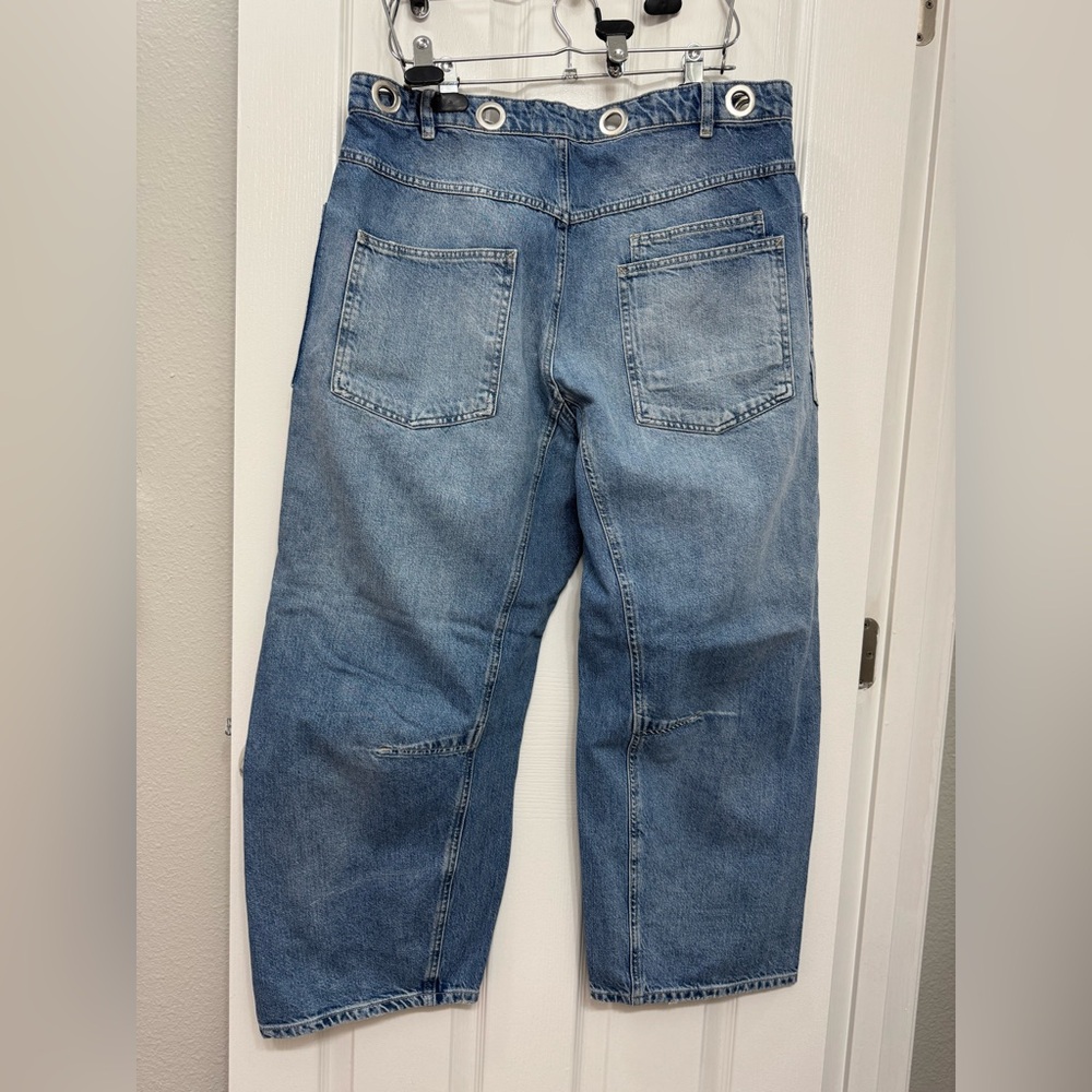 We The Free Patchwork Utility Jeans Size 31 | Grommet Waist | Drawstring Missing - Picture 4 of 8